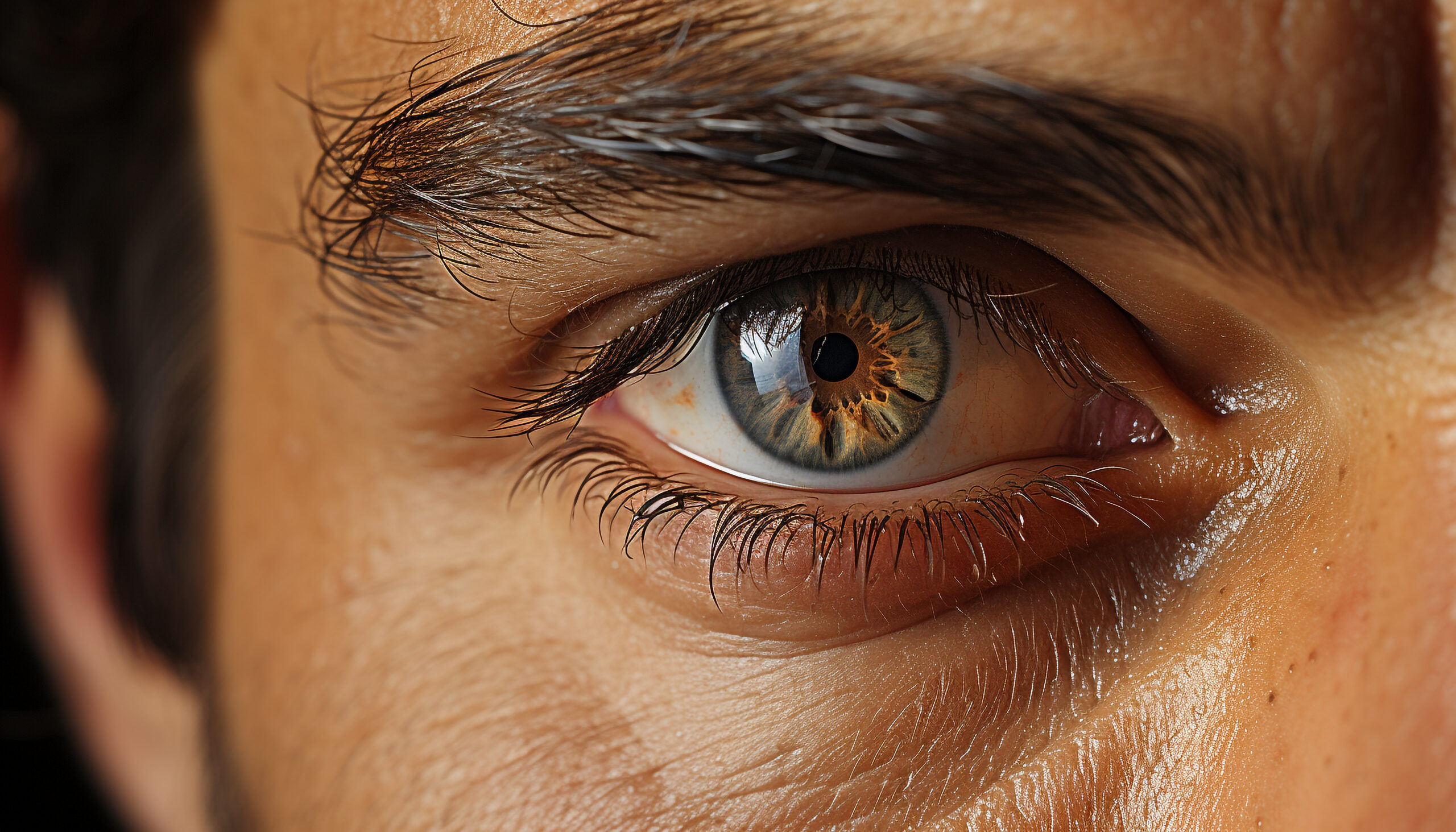 Close up of a human eye, looking at camera, macro shot generated by AI
